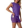 imageGRECERELLE 2026 Womens Summer 2 Piece Skort Set Cap Sleeve Round Neck Top amp Tennis Skirt with Pockets for Athletic amp CasualDark Purple