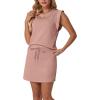 imageGRECERELLE 2026 Womens Summer 2 Piece Skort Set Cap Sleeve Round Neck Top amp Tennis Skirt with Pockets for Athletic amp CasualDeep Pink