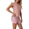 imageGRECERELLE 2026 Womens Summer 2 Piece Skort Set Cap Sleeve Round Neck Top amp Tennis Skirt with Pockets for Athletic amp CasualDeep Pink