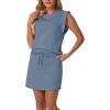 imageGRECERELLE 2026 Womens Summer 2 Piece Skort Set Cap Sleeve Round Neck Top amp Tennis Skirt with Pockets for Athletic amp CasualDenim Blue