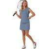 imageGRECERELLE 2026 Womens Summer 2 Piece Skort Set Cap Sleeve Round Neck Top amp Tennis Skirt with Pockets for Athletic amp CasualDenim Blue