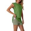 imageGRECERELLE 2026 Womens Summer 2 Piece Skort Set Cap Sleeve Round Neck Top amp Tennis Skirt with Pockets for Athletic amp CasualDill Green