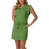 imageGRECERELLE 2026 Womens Summer 2 Piece Skort Set Cap Sleeve Round Neck Top amp Tennis Skirt with Pockets for Athletic amp CasualDill Green