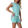 imageGRECERELLE 2026 Womens Summer 2 Piece Skort Set Cap Sleeve Round Neck Top amp Tennis Skirt with Pockets for Athletic amp CasualLight Blue