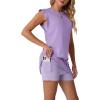imageGRECERELLE 2026 Womens Summer 2 Piece Skort Set Cap Sleeve Round Neck Top amp Tennis Skirt with Pockets for Athletic amp CasualLilac