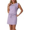 imageGRECERELLE 2026 Womens Summer 2 Piece Skort Set Cap Sleeve Round Neck Top amp Tennis Skirt with Pockets for Athletic amp CasualPurple