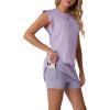 imageGRECERELLE 2026 Womens Summer 2 Piece Skort Set Cap Sleeve Round Neck Top amp Tennis Skirt with Pockets for Athletic amp CasualPurple