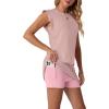 imageGRECERELLE 2026 Womens Summer 2 Piece Skort Set Cap Sleeve Round Neck Top amp Tennis Skirt with Pockets for Athletic amp CasualRose Pink