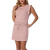 imageGRECERELLE 2026 Womens Summer 2 Piece Skort Set Cap Sleeve Round Neck Top amp Tennis Skirt with Pockets for Athletic amp CasualRose Pink