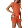 imageGRECERELLE 2026 Womens Summer 2 Piece Skort Set Cap Sleeve Round Neck Top amp Tennis Skirt with Pockets for Athletic amp CasualTan