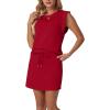 imageGRECERELLE 2026 Womens Summer 2 Piece Skort Set Cap Sleeve Round Neck Top amp Tennis Skirt with Pockets for Athletic amp CasualWine Red