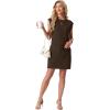 imageGRECERELLE 2026 Womens Summer Dresses Round Neck Sleeveless Tie Waist Casual Mini Sundresses with PocketsDark Coffee