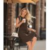 imageGRECERELLE 2026 Womens Summer Dresses Round Neck Sleeveless Tie Waist Casual Mini Sundresses with PocketsDark Coffee