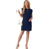 imageGRECERELLE 2026 Womens Summer Dresses Round Neck Sleeveless Tie Waist Casual Mini Sundresses with PocketsNavy Blue
