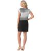 imageGRECERELLE 2026 Womens Summer Dresses Round Neck Sleeveless Tie Waist Casual Mini Sundresses with PocketsWhite Black Stripe