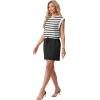 imageGRECERELLE 2026 Womens Summer Dresses Round Neck Sleeveless Tie Waist Casual Mini Sundresses with PocketsWhite Black Stripe