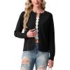 imageGRECERELLE Cardigan Sweaters for Women Lightweight Crewneck Button Down Soft Knit Dressy Cardigans 2026Ablack