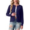 imageGRECERELLE Cardigan Sweaters for Women Lightweight Crewneck Button Down Soft Knit Dressy Cardigans 2026Navy Blue