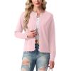 imageGRECERELLE Cardigan Sweaters for Women Lightweight Crewneck Button Down Soft Knit Dressy Cardigans 2026Pink White