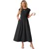 imageGRECERELLE Womens 2026 Spring amp Summer Cap Sleeve Vacation Casual A Line Maxi Dresses with PocketsBlack
