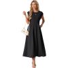 imageGRECERELLE Womens 2026 Spring amp Summer Cap Sleeve Vacation Casual A Line Maxi Dresses with PocketsBlack