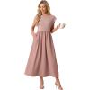 imageGRECERELLE Womens 2026 Spring amp Summer Cap Sleeve Vacation Casual A Line Maxi Dresses with PocketsDark Pink