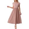 imageGRECERELLE Womens 2026 Spring amp Summer Cap Sleeve Vacation Casual A Line Maxi Dresses with PocketsDark Pink