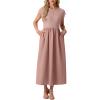 imageGRECERELLE Womens 2026 Spring amp Summer Cap Sleeve Vacation Casual A Line Maxi Dresses with PocketsDark Pink