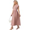 imageGRECERELLE Womens 2026 Spring amp Summer Cap Sleeve Vacation Casual A Line Maxi Dresses with PocketsDark Pink