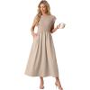 imageGRECERELLE Womens 2026 Spring amp Summer Cap Sleeve Vacation Casual A Line Maxi Dresses with PocketsGray Khaki