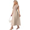 imageGRECERELLE Womens 2026 Spring amp Summer Cap Sleeve Vacation Casual A Line Maxi Dresses with PocketsGray Khaki