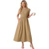 imageGRECERELLE Womens 2026 Spring amp Summer Cap Sleeve Vacation Casual A Line Maxi Dresses with PocketsKhaki