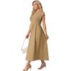 imageGRECERELLE Womens 2026 Spring amp Summer Cap Sleeve Vacation Casual A Line Maxi Dresses with PocketsKhaki