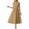 imageGRECERELLE Womens 2026 Spring amp Summer Cap Sleeve Vacation Casual A Line Maxi Dresses with PocketsKhaki