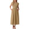 imageGRECERELLE Womens 2026 Spring amp Summer Cap Sleeve Vacation Casual A Line Maxi Dresses with PocketsKhaki