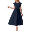 imageGRECERELLE Womens 2026 Spring amp Summer Cap Sleeve Vacation Casual A Line Maxi Dresses with PocketsNavy Blue