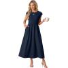 imageGRECERELLE Womens 2026 Spring amp Summer Cap Sleeve Vacation Casual A Line Maxi Dresses with PocketsNavy Blue