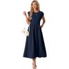 imageGRECERELLE Womens 2026 Spring amp Summer Cap Sleeve Vacation Casual A Line Maxi Dresses with PocketsNavy Blue