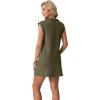 imageGRECERELLE Womens 2026 Summer 2 Piece Skort Sets Cap Sleeve Zip Collared Top Matching Tennis Skirt with Pockets for AthleticArmy Green