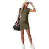 imageGRECERELLE Womens 2026 Summer 2 Piece Skort Sets Cap Sleeve Zip Collared Top Matching Tennis Skirt with Pockets for AthleticArmy Green
