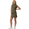imageGRECERELLE Womens 2026 Summer 2 Piece Skort Sets Cap Sleeve Zip Collared Top Matching Tennis Skirt with Pockets for AthleticArmy Green