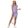 imageGRECERELLE Womens 2026 Summer 2 Piece Skort Sets Cap Sleeve Zip Collared Top Matching Tennis Skirt with Pockets for AthleticAura Indigo