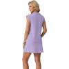 imageGRECERELLE Womens 2026 Summer 2 Piece Skort Sets Cap Sleeve Zip Collared Top Matching Tennis Skirt with Pockets for AthleticAura Indigo