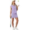 imageGRECERELLE Womens 2026 Summer 2 Piece Skort Sets Cap Sleeve Zip Collared Top Matching Tennis Skirt with Pockets for AthleticAura Indigo