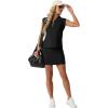imageGRECERELLE Womens 2026 Summer 2 Piece Skort Sets Cap Sleeve Zip Collared Top Matching Tennis Skirt with Pockets for AthleticBlack