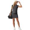 imageGRECERELLE Womens 2026 Summer 2 Piece Skort Sets Cap Sleeve Zip Collared Top Matching Tennis Skirt with Pockets for AthleticDark Gray
