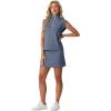 imageGRECERELLE Womens 2026 Summer 2 Piece Skort Sets Cap Sleeve Zip Collared Top Matching Tennis Skirt with Pockets for AthleticDenim Blue