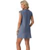 imageGRECERELLE Womens 2026 Summer 2 Piece Skort Sets Cap Sleeve Zip Collared Top Matching Tennis Skirt with Pockets for AthleticDenim Blue