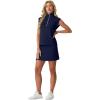 imageGRECERELLE Womens 2026 Summer 2 Piece Skort Sets Cap Sleeve Zip Collared Top Matching Tennis Skirt with Pockets for AthleticNavy Blue