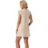 imageGRECERELLE Womens 2026 Summer 2 Piece Skort Sets Cap Sleeve Zip Collared Top Matching Tennis Skirt with Pockets for AthleticOatmeal
